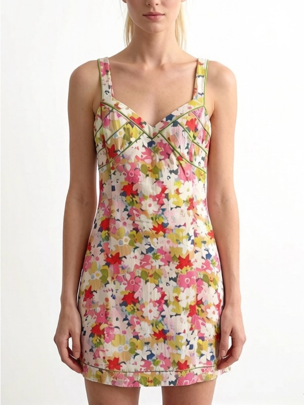 Sigrid Olsen Floral Sleeveless Cotton Blend Stretch Mini Sundress Size 4